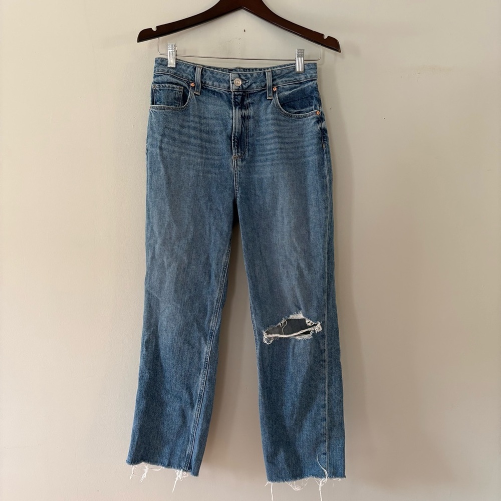 Paige Sarah Straight Ankle Distressed Jeans – Medium Wash (Estimated Size 26)